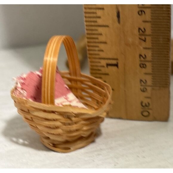 Miniature Wooden Ironing Board & Basket Iron Floral Cloth Dollhouse Laundry Room - Picture 8 of 9